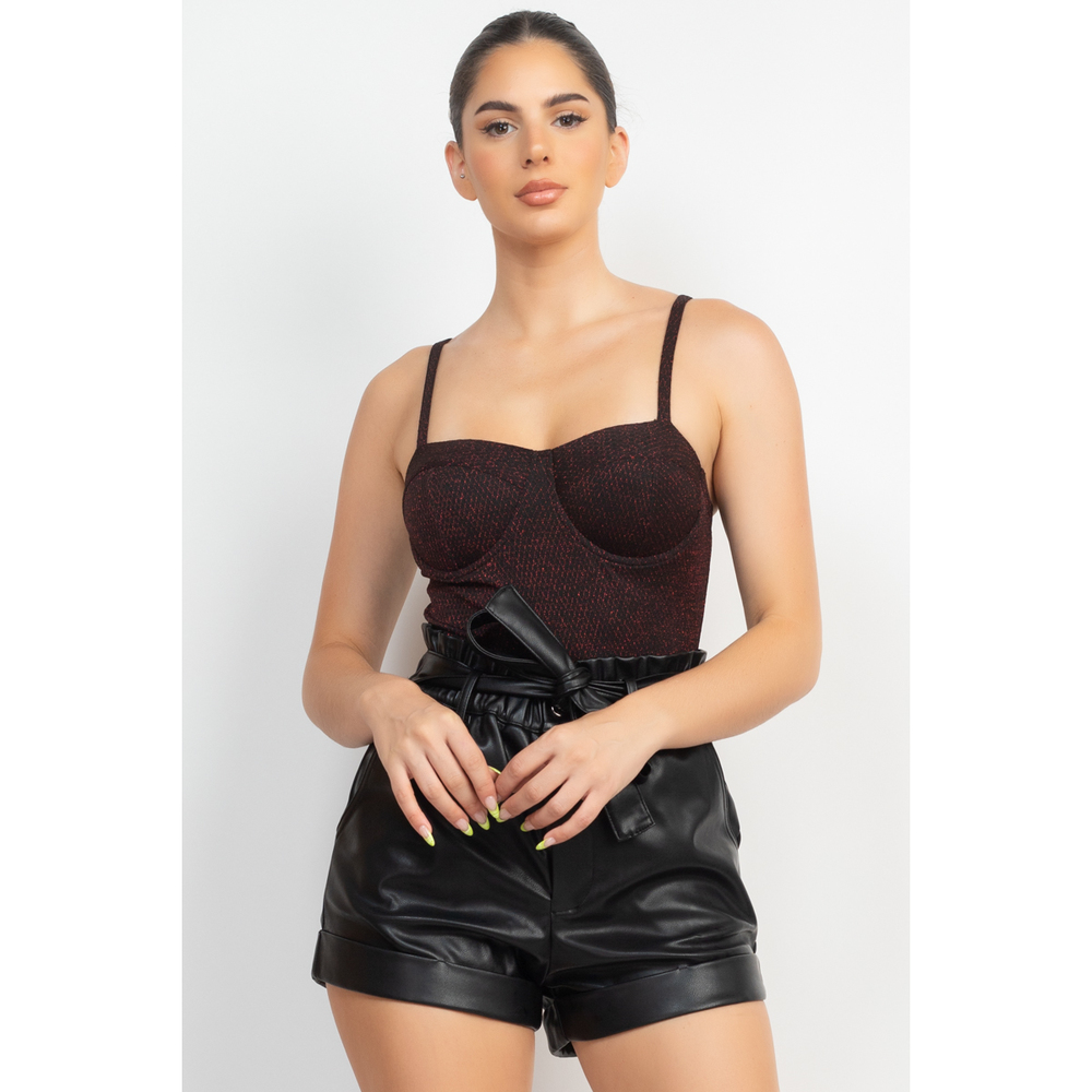 Lurex Sweetheart Cami Bodysuit - Picture 1 of 7